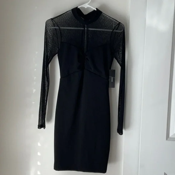 Lulu's Black Sheer Long Sleeve Dress size XS - Picture 7 of 9